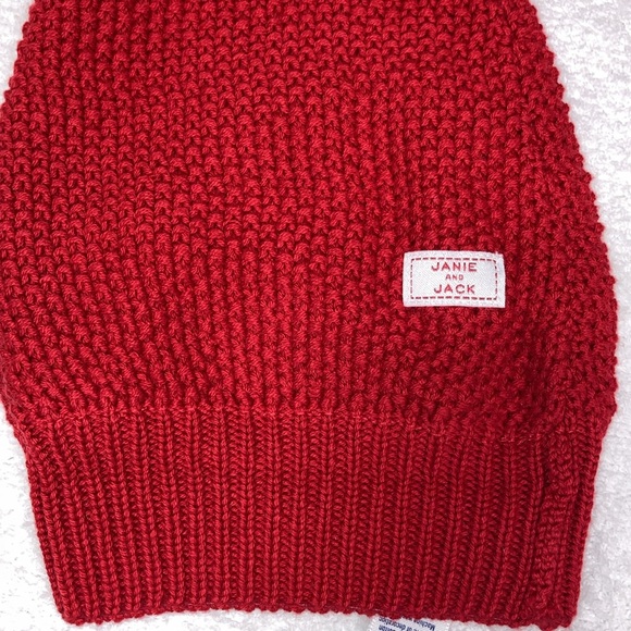 Janie and jack red Christmas Santa pom pom knit hat 0/3m - Picture 2 of 8